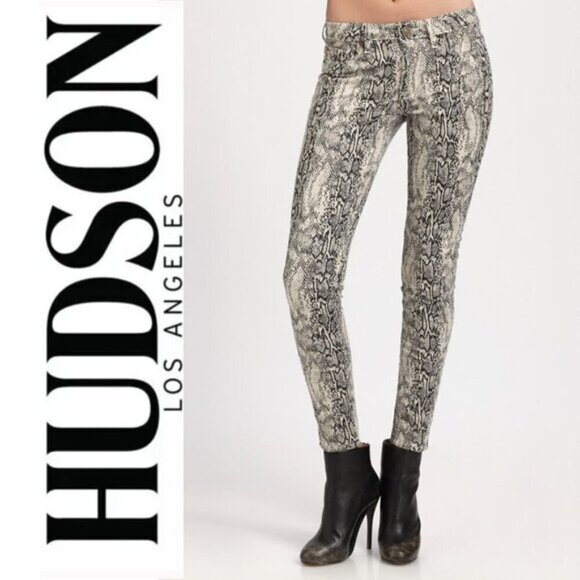 Hudson Jeans Nico Mid Rise Snake-Print Jeans 24 - Picture 1 of 13